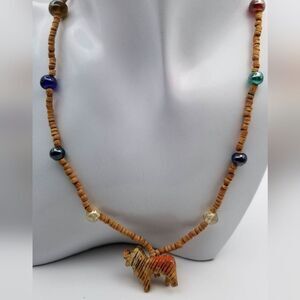 African safari wooden animal‎ tiger necklace